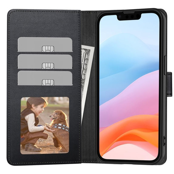 Puzdro Wallet pre Motorola Moto G56 5G, čierna, Tech-Protect