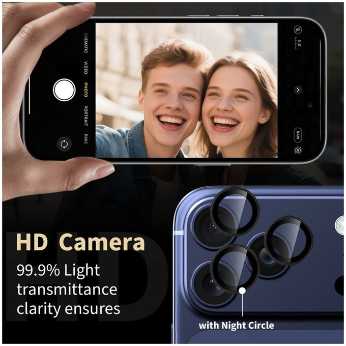 Ochrana kamery Camring Fit+ pre iPhone 14 Pro / Max / 15 Pro / Max / 16 Pro / Max / 17 Pro / Max, číra, Tech-Protect
