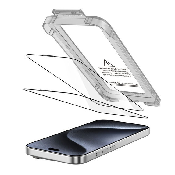 Tvrdené sklo (2ks) Quick Set+ pre iPhone 15 Pro, čierna, Tech-Protect