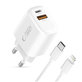 Sieťová nabíjačka NCA20 2-PORT PD 20W / QC3.0 + Lightning Cable, biela, Tech-Protect