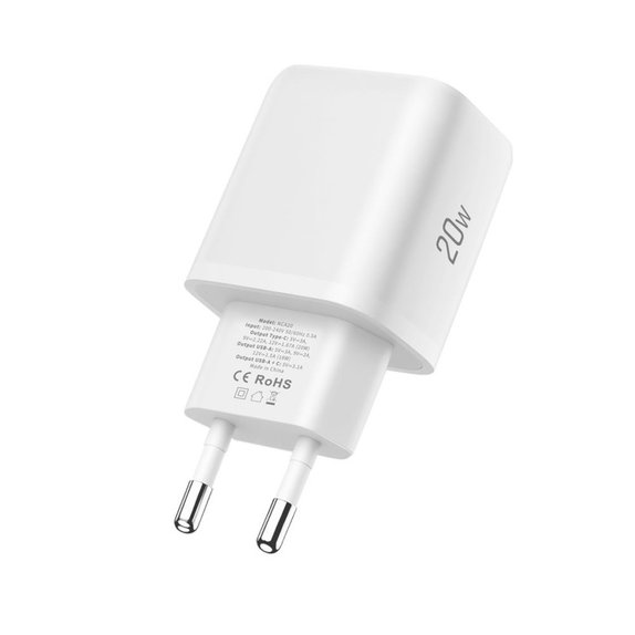 Sieťová nabíjačka NCA20 2-PORT PD 20W / QC3.0 + Lightning Cable, biela, Tech-Protect