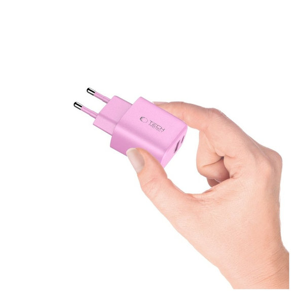 Sieťová nabíjačka NCA20 2-PORT PD 20W / QC3.0, Baby Pink, Tech-Protect