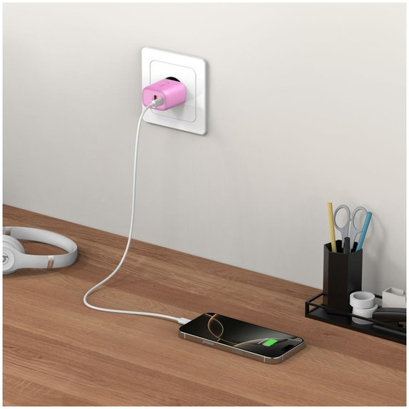Sieťová nabíjačka NCA20 2-PORT PD 20W / QC3.0, Baby Pink, Tech-Protect