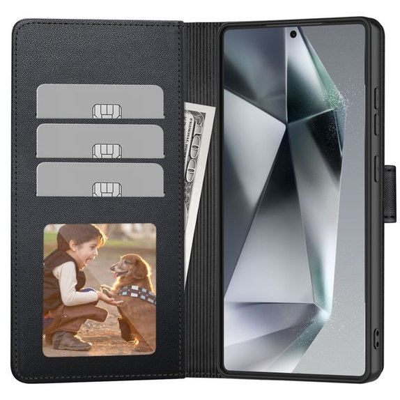 Puzdro Wallet pre Samsung S25 FE, čierna, Tech-Protect
