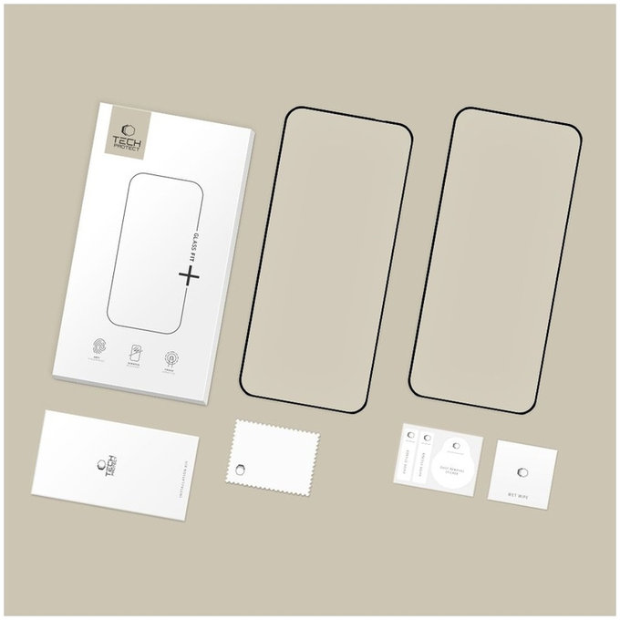 Tvrdené sklo (2ks) Glass Fit+ pre Motorola Edge 50 Neo / 60 Neo, čierna, Tech-Protect