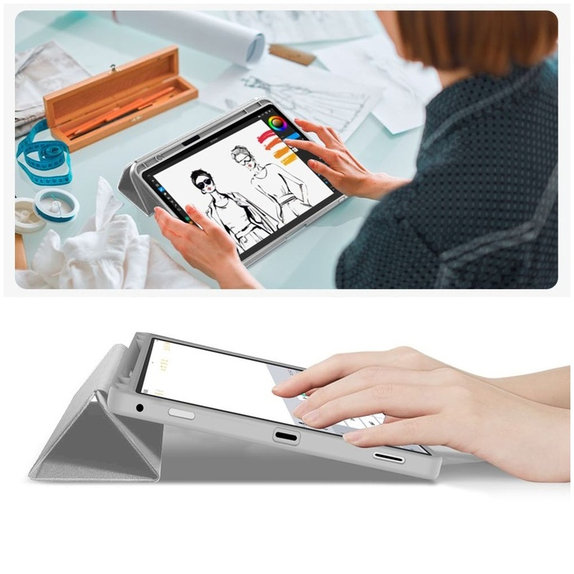 Puzdro Sc Pen pre Samsung Tab S9 11.0 / S9 FE / S10 FE / S10 Lite 10.9 X710 / X716B / X510 / X516B / X520 / X526 / X400 / X406B, sivá, Tech-Protect
