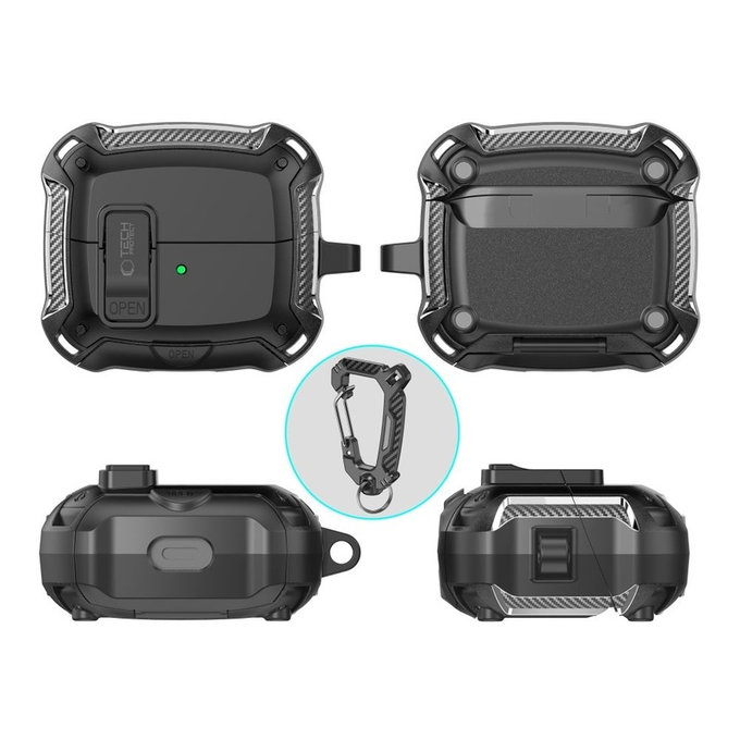 Puzdro na slúchadlá Carbonox MagSafe pre Samsung Buds 3 / 3 FE / 3 Pro, čierna, Tech-Protect
