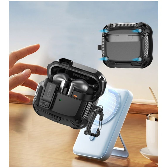 Puzdro na slúchadlá Carbonox MagSafe pre Samsung Buds 3 / 3 FE / 3 Pro, čierna, Tech-Protect