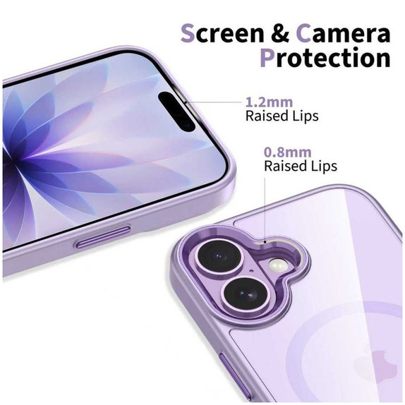 Puzdro MagMat MagSafe pre iPhone 17, Lavender/Clear, Tech-Protect