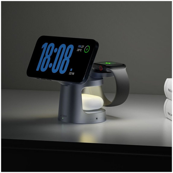 Bezdrôtová nabíjačka A48 3IN1 Magnetic MagSafe 25W Qi2.2, Dark Grey, Tech-Protect