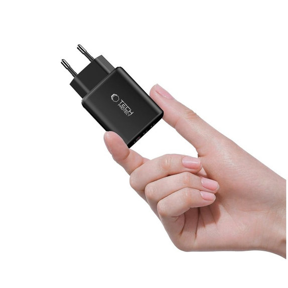 Sieťová nabíjačka NCA65W-GAN 3-PORT PD 65W / QC3.0, čierna, Tech-Protect