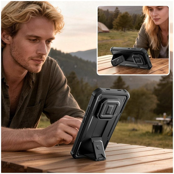 Puzdro Kevlar Cam+ s 2 prednými rámikmi pre Xiaomi Redmi Note 15 Pro 5G, čierna, Tech-Protect