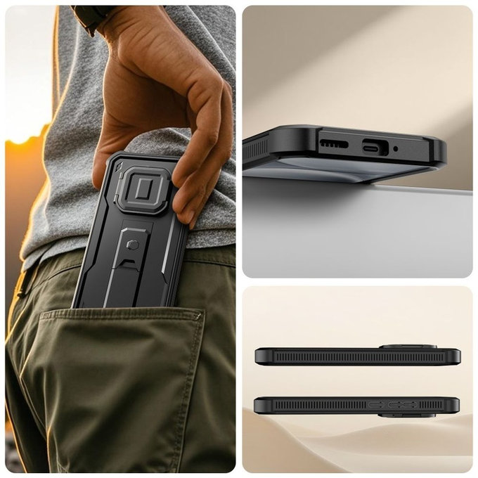 Puzdro Kevlar Cam+ s 2 prednými rámikmi pre Xiaomi Redmi Note 15 Pro 5G, čierna, Tech-Protect