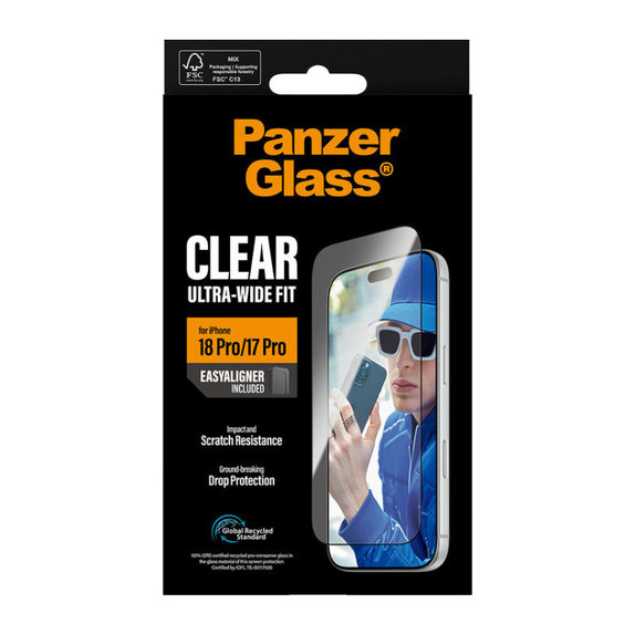 Tvrdené sklo UWF s aplikátorom pre iPhone 18 Pro/17 Pro, čierna, PanzerGlass