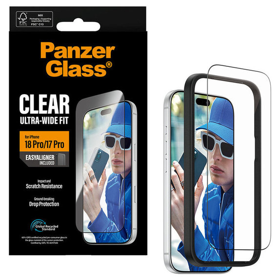 Tvrdené sklo UWF s aplikátorom pre iPhone 18 Pro/17 Pro, čierna, PanzerGlass