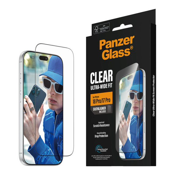 Tvrdené sklo UWF s aplikátorom pre iPhone 18 Pro/17 Pro, čierna, PanzerGlass