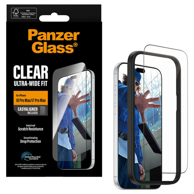 Tvrdené sklo UWF s aplikátorom pre iPhone 18 Pro Max/17 Pro Max, čierna, PanzerGlass