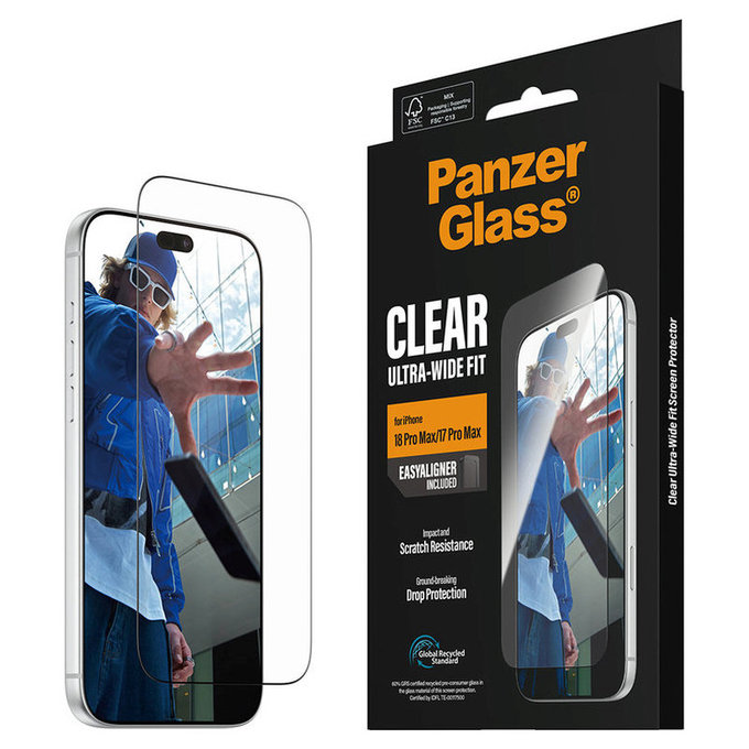 Tvrdené sklo UWF s aplikátorom pre iPhone 18 Pro Max/17 Pro Max, čierna, PanzerGlass