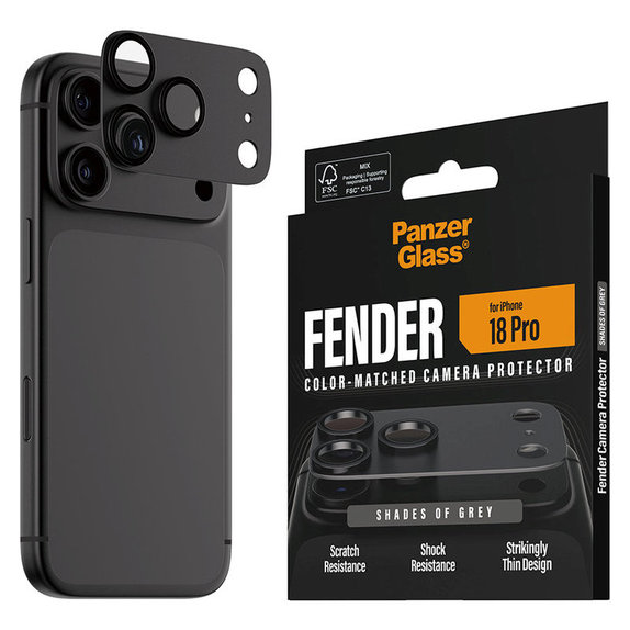 Ochranný kryt objektívu Fender pre iPhone 18 Pro, Shades of grey, PanzerGlass