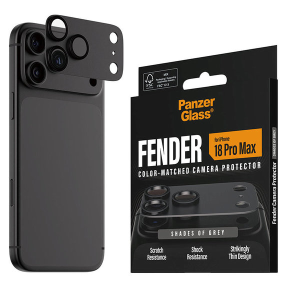 Ochranný kryt objektívu Fender pre iPhone 18 Pro Max, Shades of grey, PanzerGlass