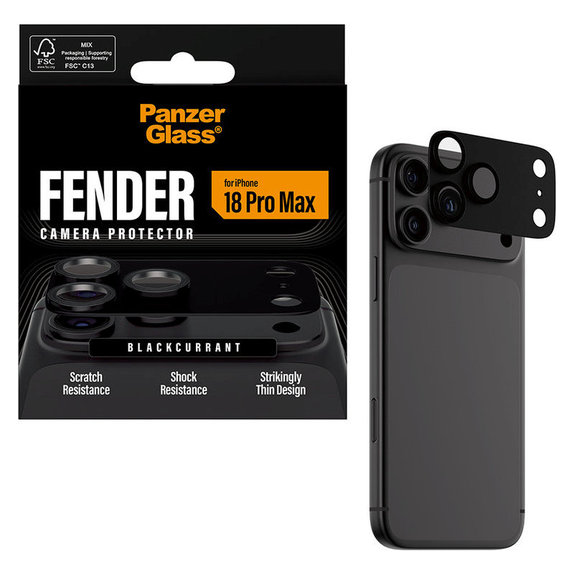 Ochranný kryt objektívu Fender pre iPhone 18 Pro Max, Black currant, PanzerGlass