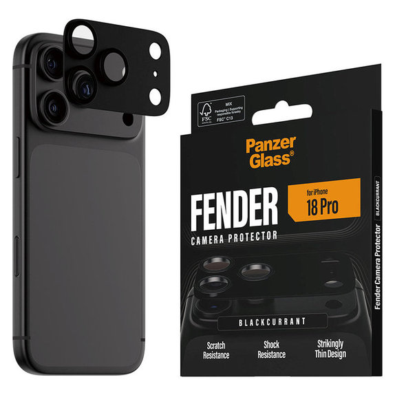 Ochranný kryt objektívu Fender pre iPhone 18 Pro, Black currant, PanzerGlass