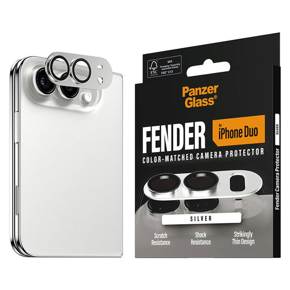 Ochranný kryt objektívu Fender pre iPhone Duo, Biela, PanzerGlass