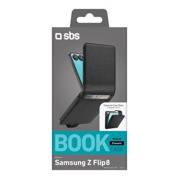 Puzdro Wallet Stand pre Samsung Galaxy Z Flip8, Čierna, SBS