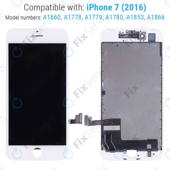 Displej pre iPhone 7, White, Dotykové sklo s rámom