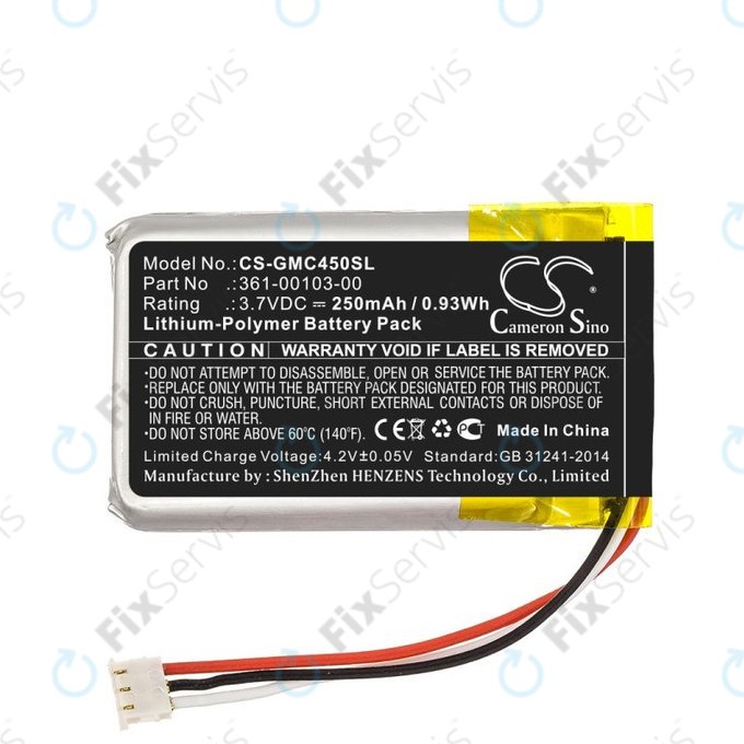 Batéria pre Garmin DashCam 45, DashCam 46, DashCam 55, DashCam 56, DashCam 66, 250mAh, Li-Pol, 3.7V, 361-00103-00, HQ