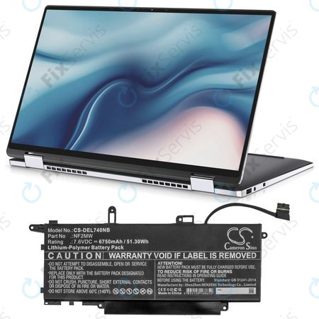 Batéria pre Dell Latitude 7310 2-in-1, 7400 2-in-1, 6750mAh, Li-Pol, 7.6V, NF2MW, HQ