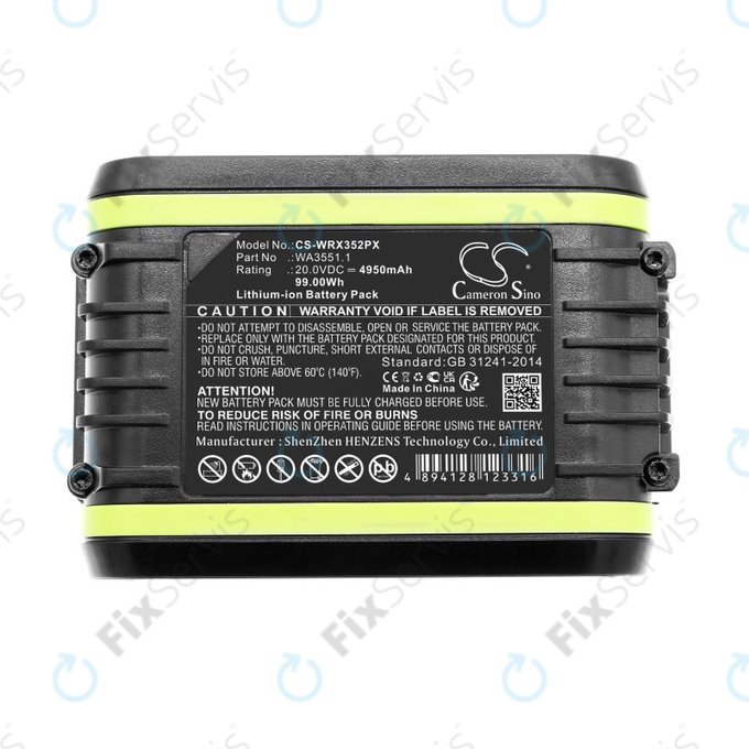 Batéria pre Worx WX800.9 MAX, WX-JCR.9, 4950mAh, Li-Ion, 20V, WA3551.1, HQ