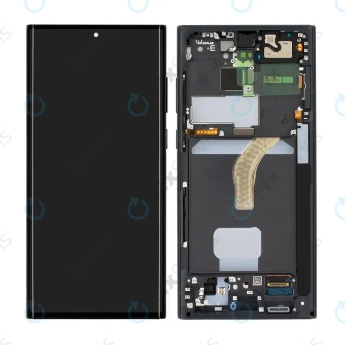 Samsung Galaxy S22 Ultra S908B - LCD Displej + Dotykové Sklo + Rám (Phantom Black) - GH82-27488A, GH82-27489A Genuine Service Pack
