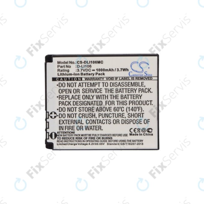 Batéria pre Kodak PIXPRO SP1, Kodak PIXPRO SP1 HD, 1000mAh, Li-Ion, 3.7V, D-LI106, HQ