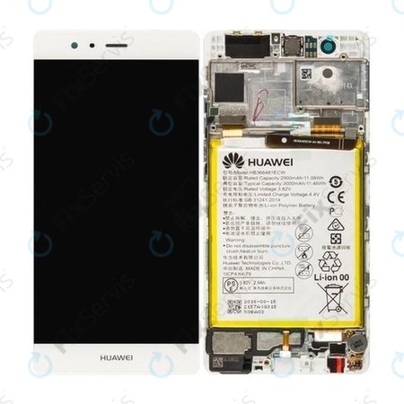 Huawei P9 - LCD Displej + Dotykové Sklo + Rám + Batéria (White) - 02350RRY, 02350RKF Genuine Service Pack