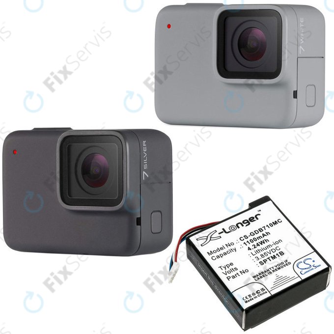 Batéria pre Gopro Hero 7 Silver, White, 1100mAh, Li-Ion, 3.85V, SPTM1B, HQ