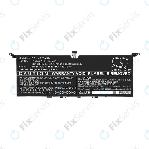 Batéria pre Lenovo IdeaPad 730-13, 2650mAh, Li-Pol, 15.36V, 5B10R32748, HQ