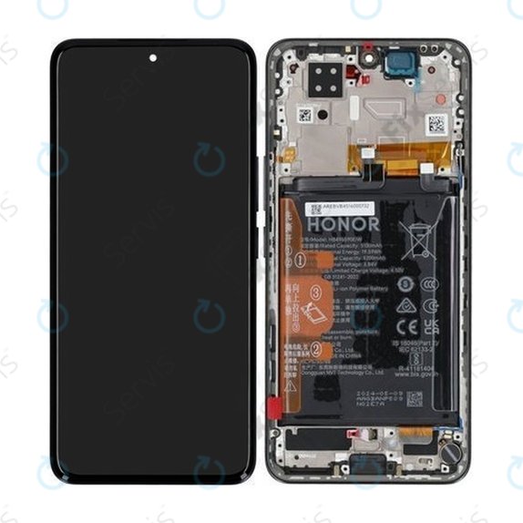 Honor 200 - LCD Displej + Dotykové Sklo + Rám + Batéria (Black) - 0235AKHV Genuine Service Pack