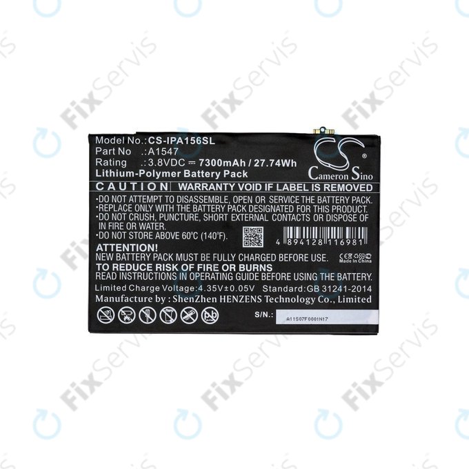 Apple iPad Air 2, iPad (6th Gen 2018) - Batéria A1547 7300mAh HQ