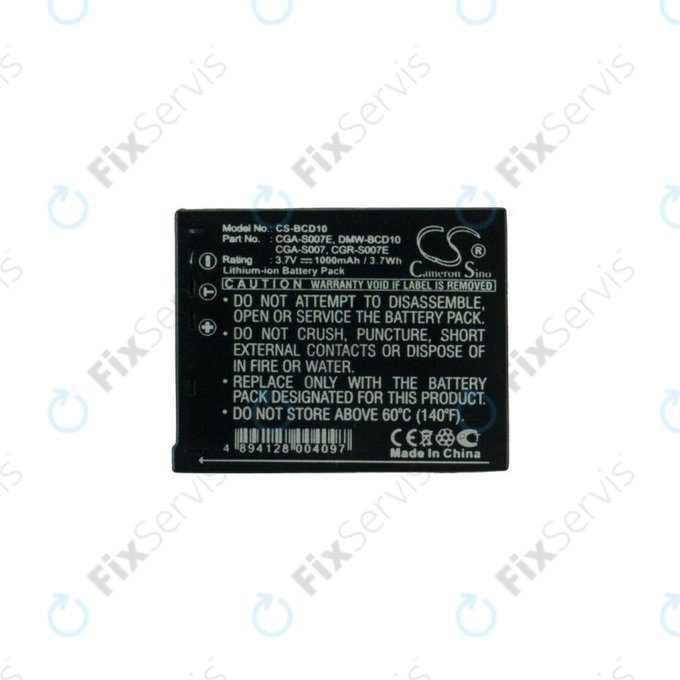 Panasonic Lumix DMC-TZ1, TZ2, TZ3, TZ4, TZ5, TZ11, TZ15, TZ50 - Batéria CGA-S007 / CGR-S007 Li-Ion 1000mAh HQ