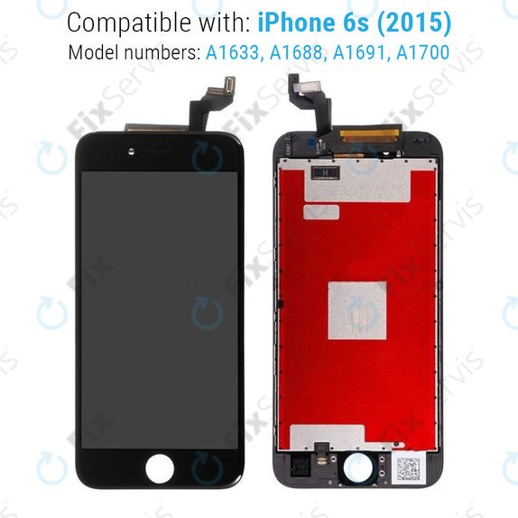 Displej pre iPhone 6S, Black, Dotykové sklo s rámom