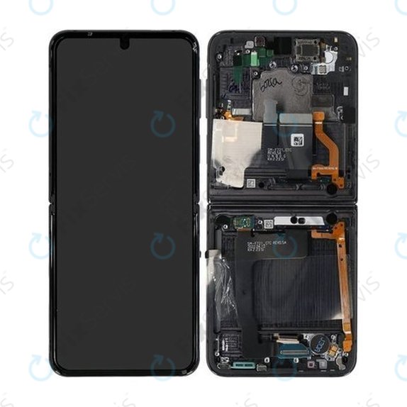Samsung Galaxy Z Flip 4 F721B - LCD Displej + Dotykové Sklo + Rám (Graphite) - GH82-29440A, GH82-30238A, GH82-30239A, GH82-29441A Genuine Service Pack