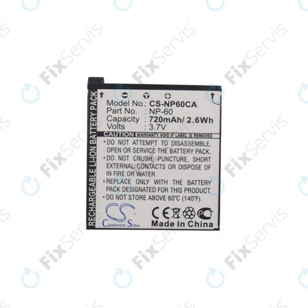 Batéria pre Casio Exilim Zoom EX-Z19, EX-Z85, EX-Z9, 720mAh, Li-Ion, 3.7V, NP-60, HQ