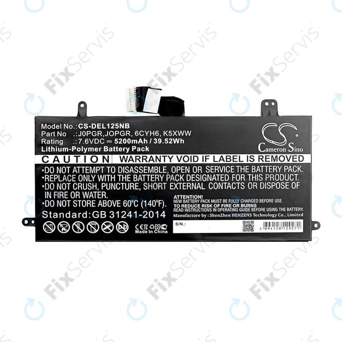 Batéria pre Dell Latitude 5290, Latitude 12 5285, 5200mAh, Li-Pol, 7.6V, J0PGR, HQ