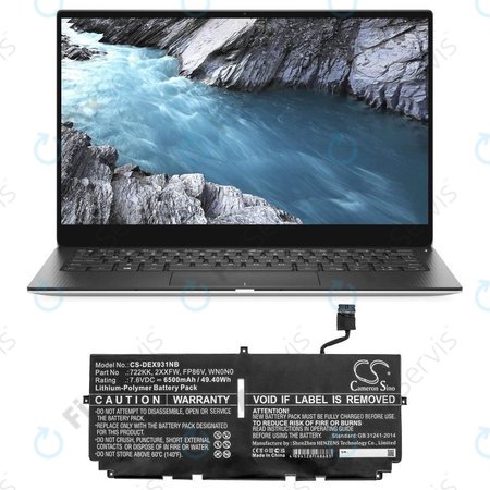 Batéria pre Dell XPS 13 9300, 9380, 9310, 6500mAh, Li-Pol, 7.6V, 2XXFW, HQ