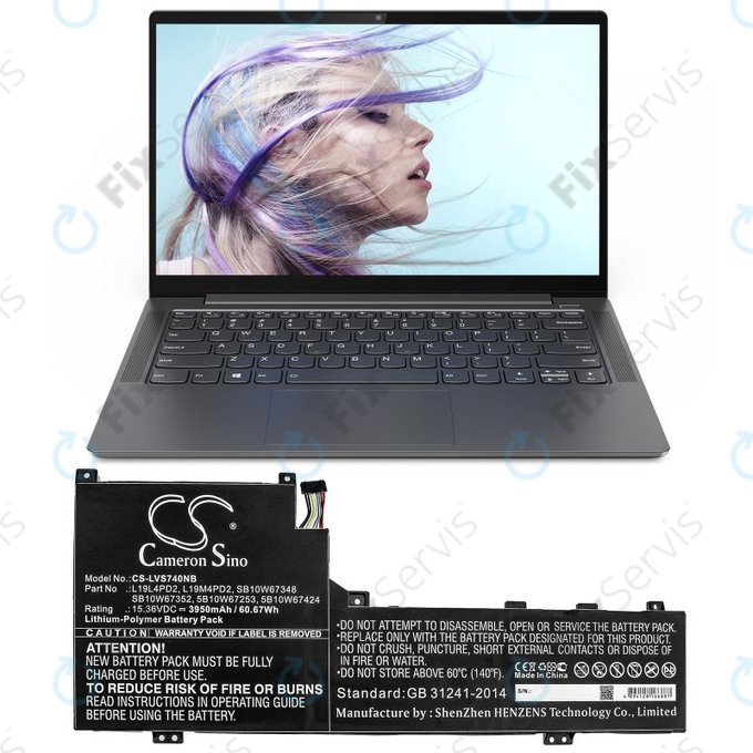 Batéria pre Lenovo Yoga S740 14, IdeaPad S740-14IIL, 3950mAh, Li-Pol, 15.36V, L19L4PD2, HQ