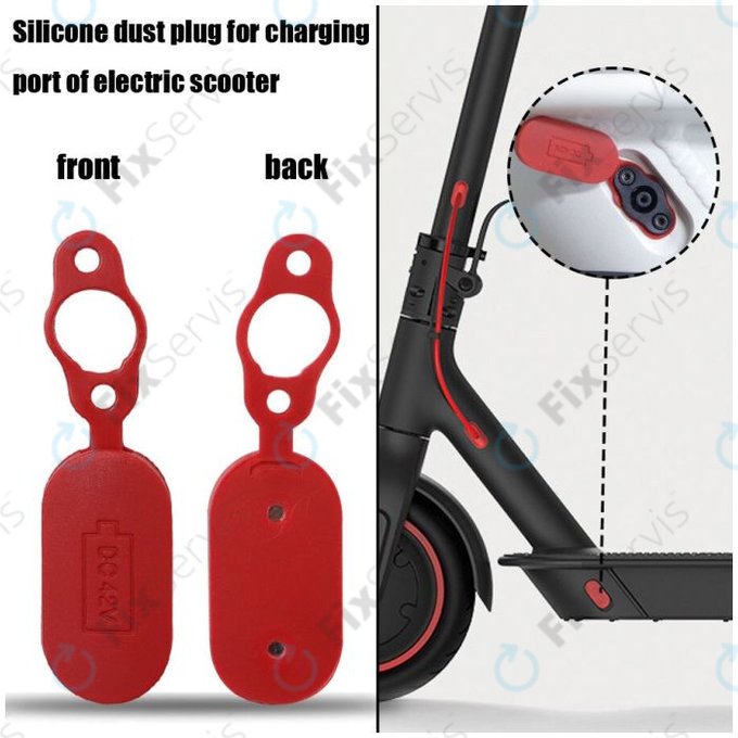 Xiaomi Mi Electric Scooter 1S, 2 M365, Essential, Pro, Pro 2 - Gumená Krytka Nabíjacieho Konektora s Magnetom (Red)