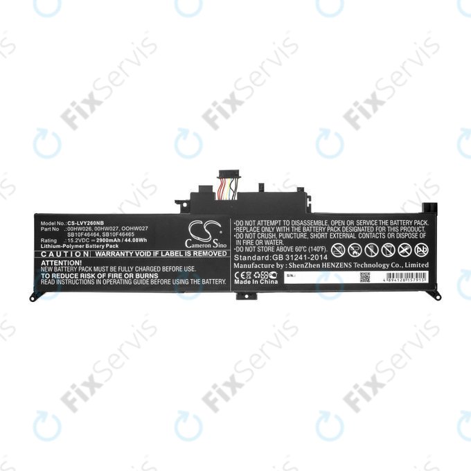 Batéria pre Lenovo ThinkPad Yoga 260, 2900mAh, Li-Ion, 15.2V, 00HW026, HQ