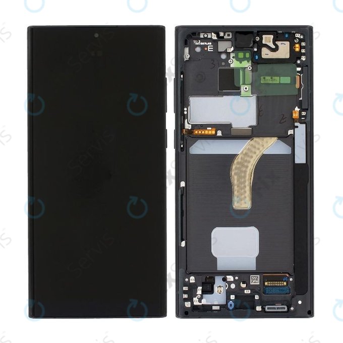 Samsung Galaxy S22 Ultra S908B - LCD Displej + Dotykové Sklo + Rám (Phantom Black) OLED
