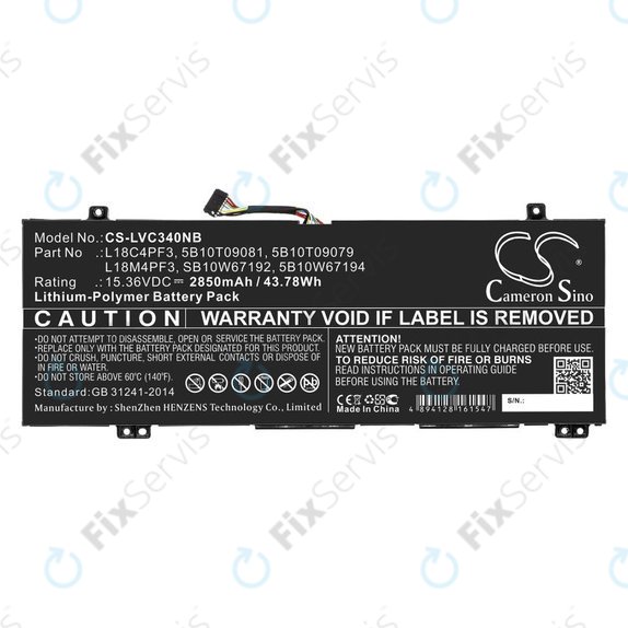 Batéria pre Lenovo Ideapad C340, Ideapad Flex, 2850mAh, Li-Pol, 15.36V, L18C4PF3, HQ